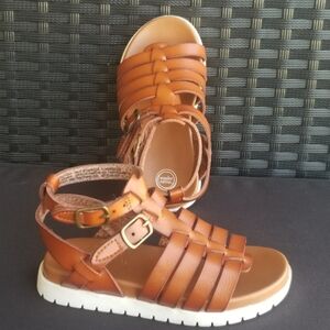Wonder Nation Toddler BROWN Gladiator Strappy Sandals (Girls 7) Boho Leather
